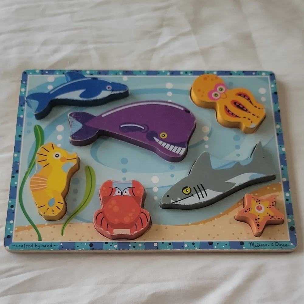 Melissa & Doug Sea Creatures Wooden Puzzle, 7 Pieces